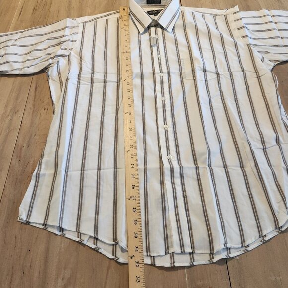 Botany 500 Shirt Vintage Button Down‎ Short Sleeve White Striped 17.5 NEW NWT - Picture 9 of 10